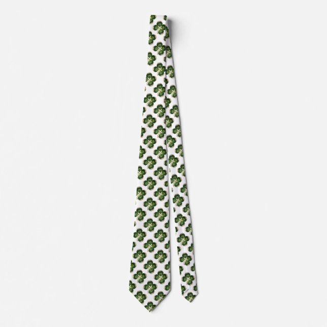 Gold Saint Patrick Shamrock Jewel with Pearls Tie (Front)