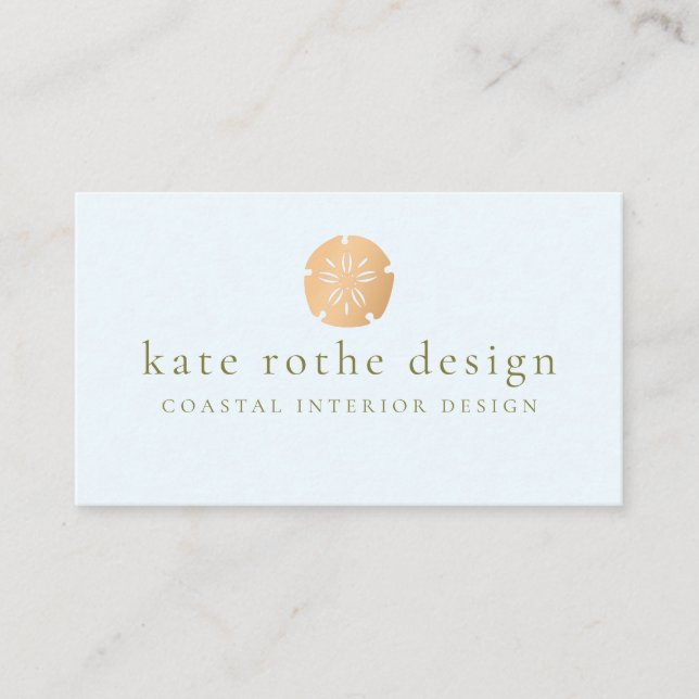 Gold Sand Dollar Coastal Theme Business Card (Front)