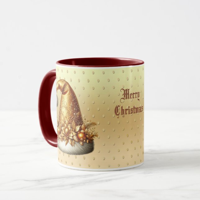 Gold Santa Hat Christmas Holiday Mug (Front Left)