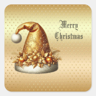 Gold Santa Hat Christmas Sticker