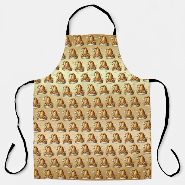 Gold Santa Hat Holiday Apron (Front)