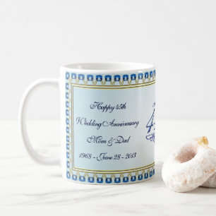 Gold Sapphire Blue 45th Wedding Anniversary Coffee Mug
