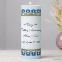 Gold Sapphire Blue 45th Wedding Anniversary Pillar