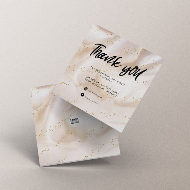 Gold Satin Glitter Business Thank You Card (Creator Uploaded)