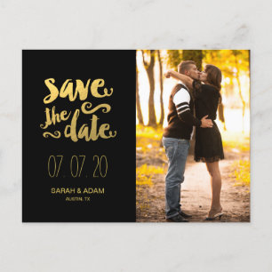 Gold Save Our Date   Save the Date Postcard