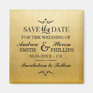 Gold Save The Date Elegant Magnet Wedding