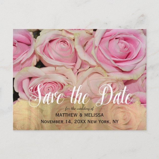 Gold Save the Date Personalised Photo Postcard (Front)