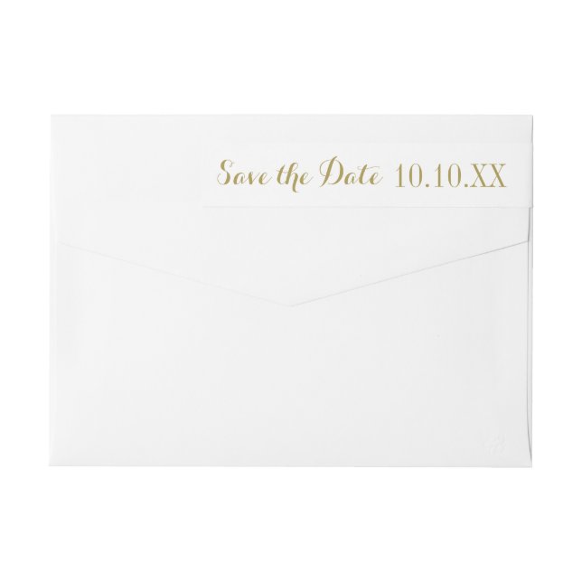 Gold Save the Date Return Address Wrap Around Label (Back)