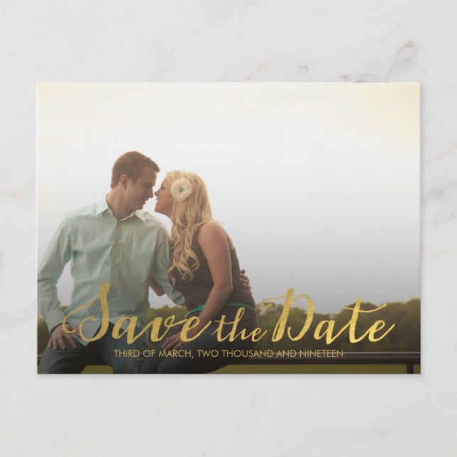 Gold Save the Date Typography Announcement (Front)