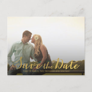 Gold Save the Date Typography Announcement Postcard