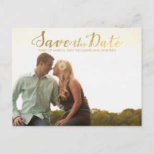 Gold Save the Date Typography Announcement Postcard