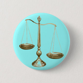 gold scales of justice 6 cm round badge