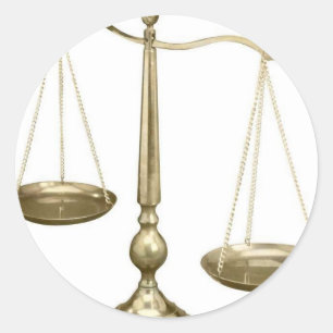 gold scales of justice classic round sticker