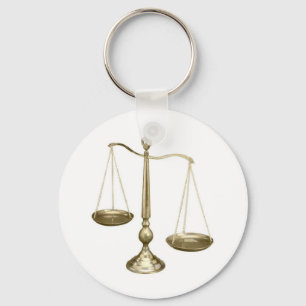 gold scales of justice key ring