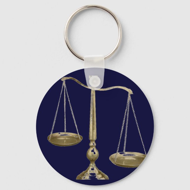gold scales of justice key ring (Front)