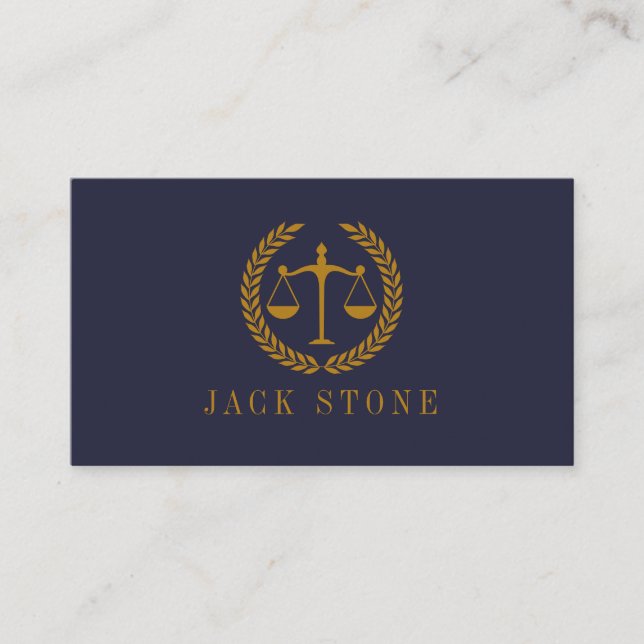 Gold Scales of Justice Personalized Lawyer Gifts Business Card (Front)