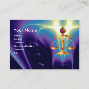 GOLD SCALES OF LAW,ATTORNEY,Justice Symbol Purple Business Card
