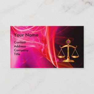 GOLD SCALES OF LAW,BLACK RED FRACTAL ROSE MONOGRAM BUSINESS CARD