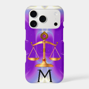 GOLD SCALES OF LAW ,GEM STONES MONOGRAM Purple
