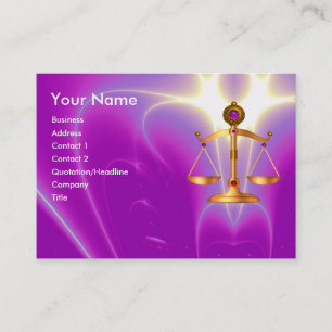 GOLD SCALES OF LAW WITH GEM STONES ,Justice Symbol Business Card