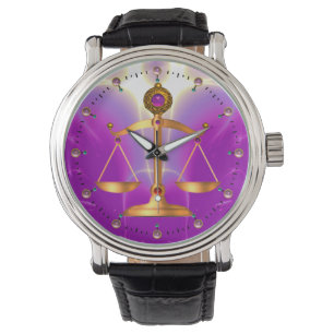GOLD SCALES OF LAW WITH GEM STONES ,Justice Symbol Watch