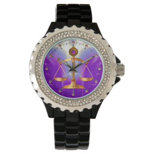 GOLD SCALES OF LAW WITH GEM STONES ,Justice Symbol Watch