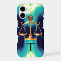 GOLD SCALES OF LAW WITH GEM STONES MONOGRAM