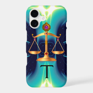 GOLD SCALES OF LAW WITH GEM STONES MONOGRAM