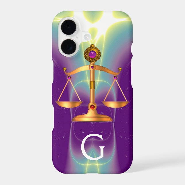 GOLD SCALES OF LAW WITH GEM STONES MONOGRAM (Back)