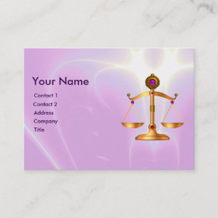 GOLD SCALES OF LAW WITH GEM STONES MONOGRAM BUSINESS CARD