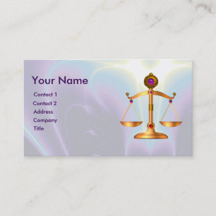 GOLD SCALES OF LAW WITH GEM STONES MONOGRAM BUSINESS CARD