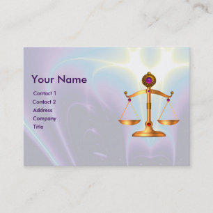 GOLD SCALES OF LAW WITH GEM STONES MONOGRAM BUSINESS CARD