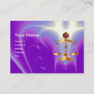 GOLD SCALES OF LAW WITH GEM STONES MONOGRAM BUSINESS CARD