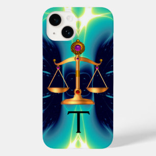 GOLD SCALES OF LAW WITH GEM STONES MONOGRAM Case-Mate iPhone 14 CASE