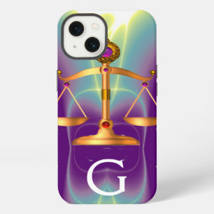 GOLD SCALES OF LAW WITH GEM STONES MONOGRAM iPhone CASE