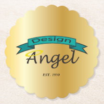 Gold Scalloped Custom Logo Branded Paper Coasters
