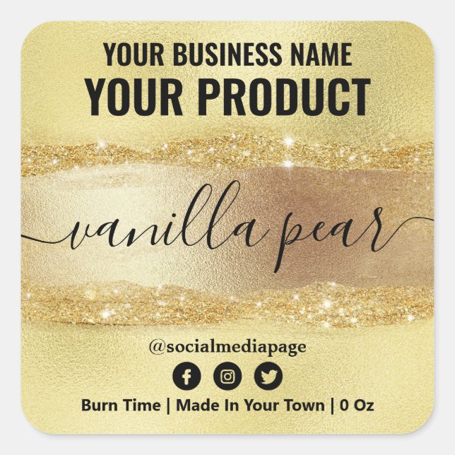 Gold Scented Candle Labels (Front)