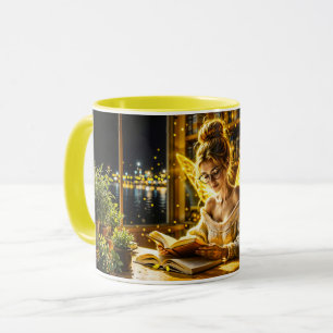 Gold scholarly fairy golden wings cosy library mug
