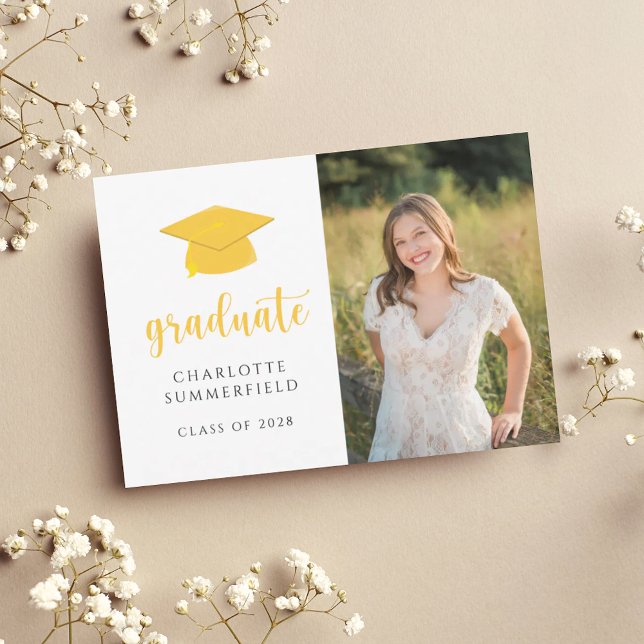 Gold School Colours Photo Graduation Announcement (Creator Uploaded)