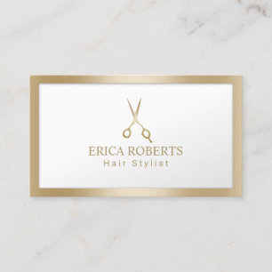 Gold Scissor Hair Stylist Beauty Salon Gold Frame Business Card