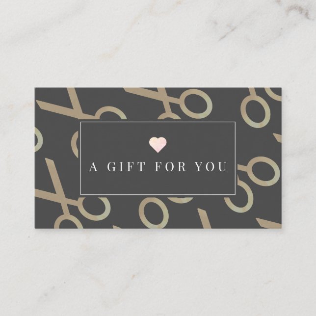 Gold Scissor Pattern Dark Grey Gift Certificate (Front)