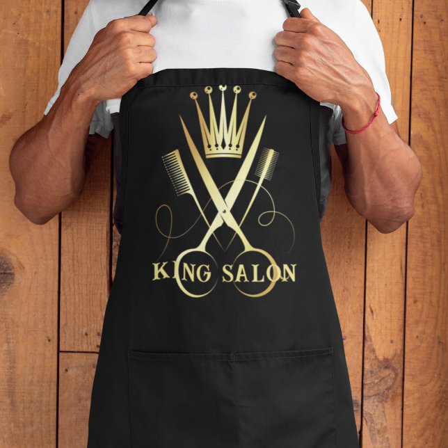 Gold Scissors & Black Hairstylist Uniform Salon   Apron (Creator Uploaded)