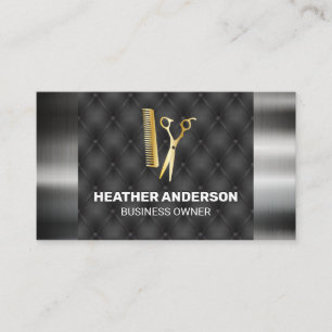 Gold Scissors Comb   Metallic Trim Business Card