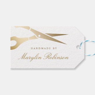 Gold Scissors | Elegant Black & White Handmade By Gift Tags
