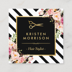 Gold Scissors Flowers Hair Stylist Appointment
