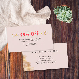 Gold Scissors Hair Dresser Hairstylist Salon  Discount Card