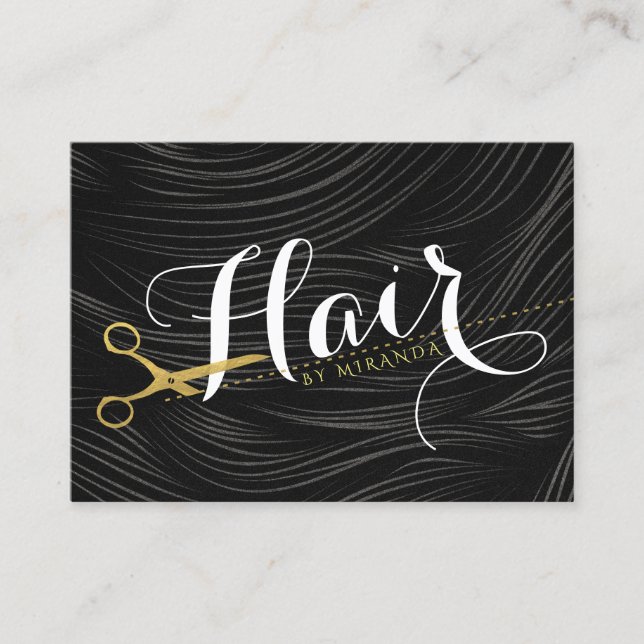Gold Scissors Hair Salon Hairstylist Appointment Card (Front)