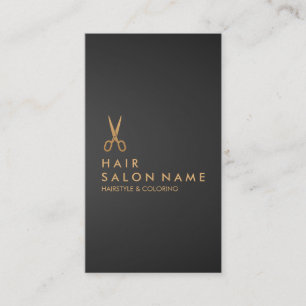 Gold Scissors Hair Stylist Black Gradient Vertical Business Card