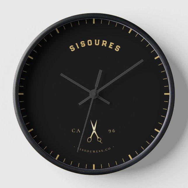 Gold Scissors Hairstylist Aesthetic Barbershop Clock (Front)