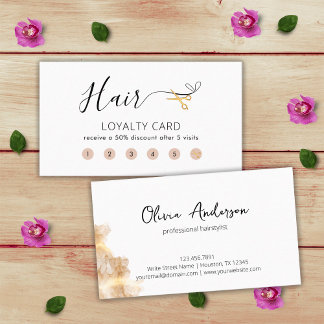 Gold Scissors Hairstylist Hairdresser Beauty Salon Loyalty Card
